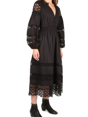 Ulla Johnson Black Lace-Insert Maxi Dress